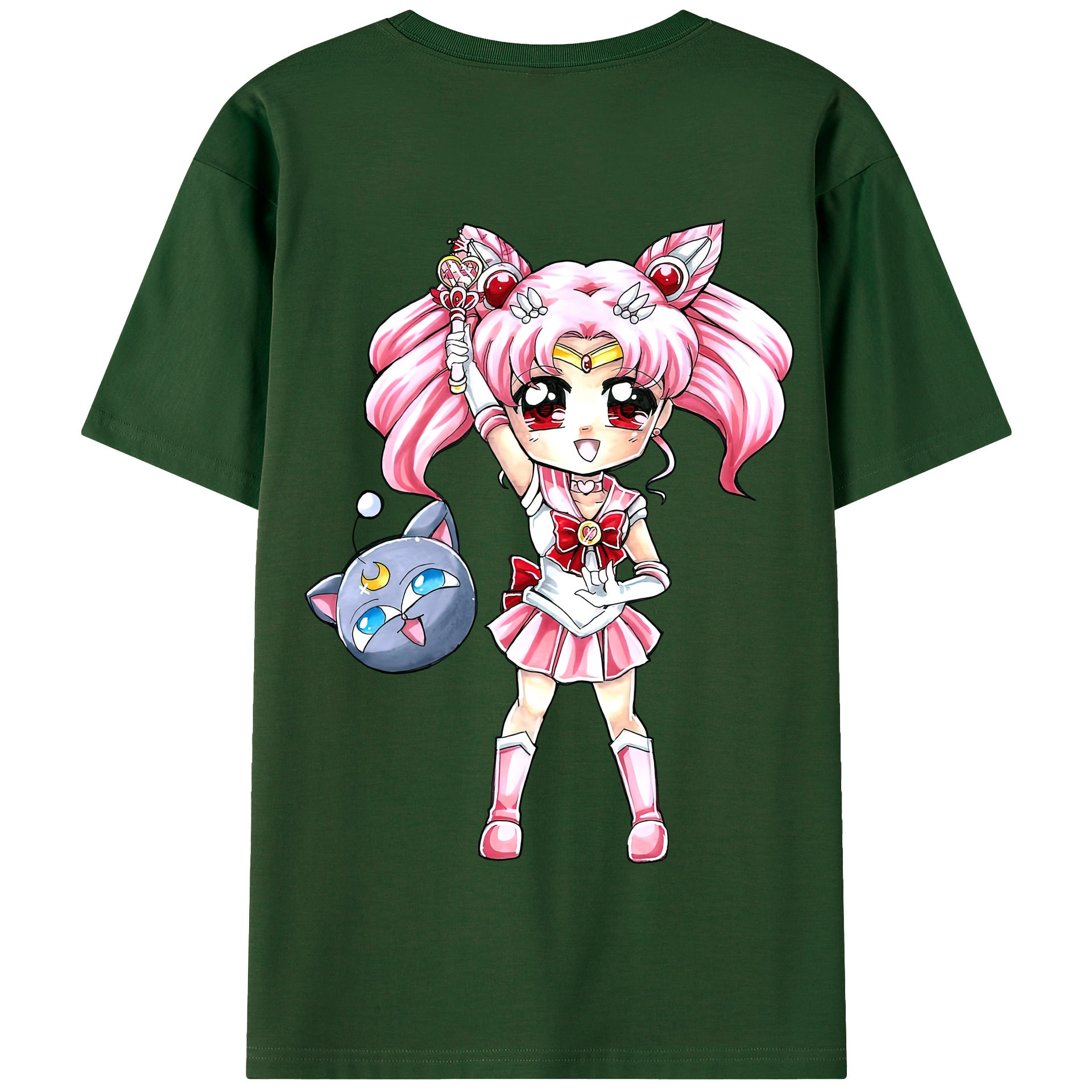 （画像用） 美少女戦士セーラームーン ちびうさ Sailor Moon Chibiusa Tsukino Usagi Small Lady Serenity 綿100％半袖Tシャツ（背面プリント）